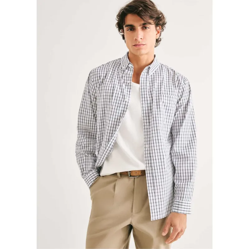 Camisa Básica Masculina Manga Longa Fio Tinto - Off white M