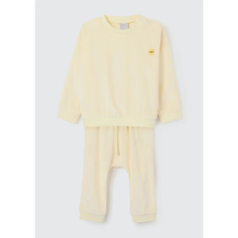 Conjunto Longo Bebê Unissex Em Plush - Amarelo 09M
