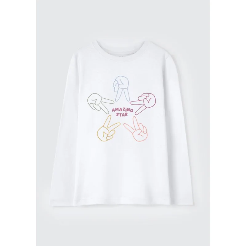 Blusa Infantil Menina Manga Longa Com Estampa Hering Kids - Branco 014