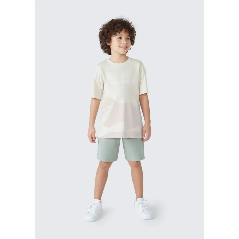 Camiseta Infantil Menino Manga Curta Com Estampa Localizada - Bege 008
