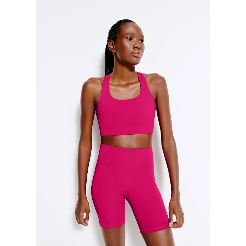 Bermuda Esportiva Feminina Biker com Fio LYCRA® - Rosa XG