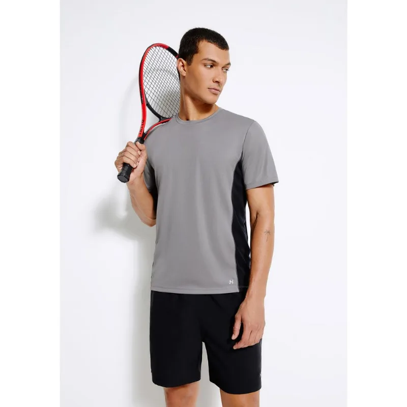 Camiseta Esportiva Masculina Com Recorte E Secagem Rápida - Cinza G