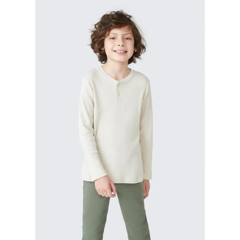 Camiseta Infantil Menino Em Manga Longa - Bege 008