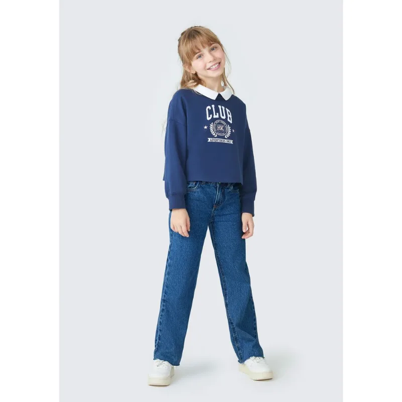 Calça Jeans Infantil Menina Reta - Azul 012