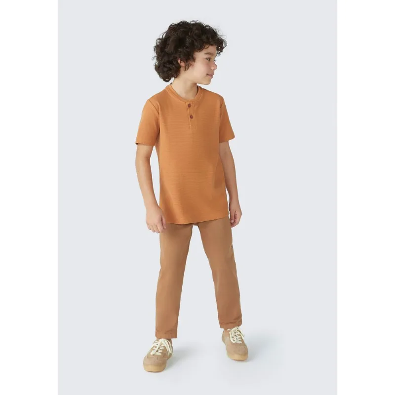 Calça Infantil Menino Slim Em Sarja - Marrom 014