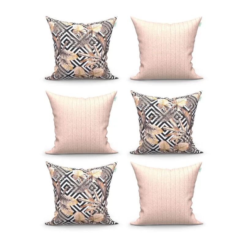 Kit de Almofadas Bege / Estampada 45cm x 45cm com Refil de