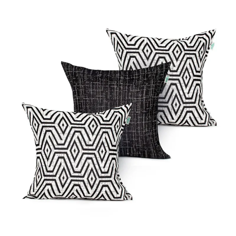 Kit Capa Almofada de Linho Preta Lisa 45cm x 45cm com