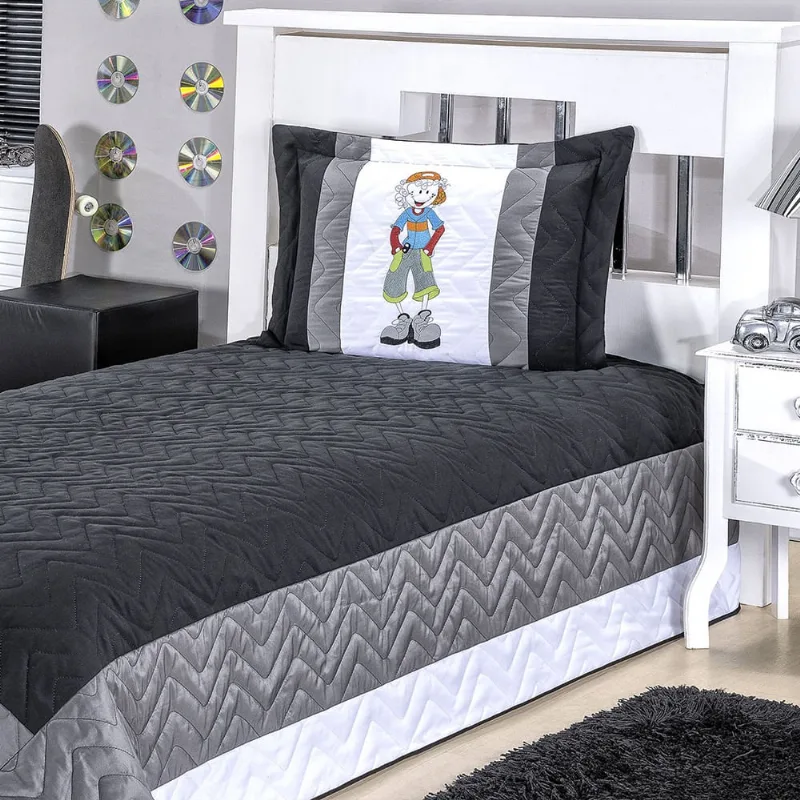 Cobre Leito Infantil Menino 2 Peças Preto Matelado