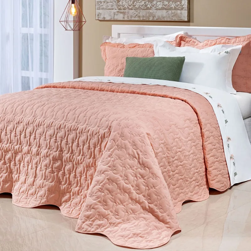 Cobre Leito Tamanho King Size Rosa 200 Fios 100% Algodão 3 Peças