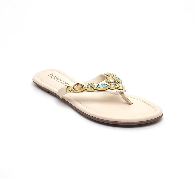 Chinelo Rasteira Fem Beira Rio Napa Turim Creme 8485.104