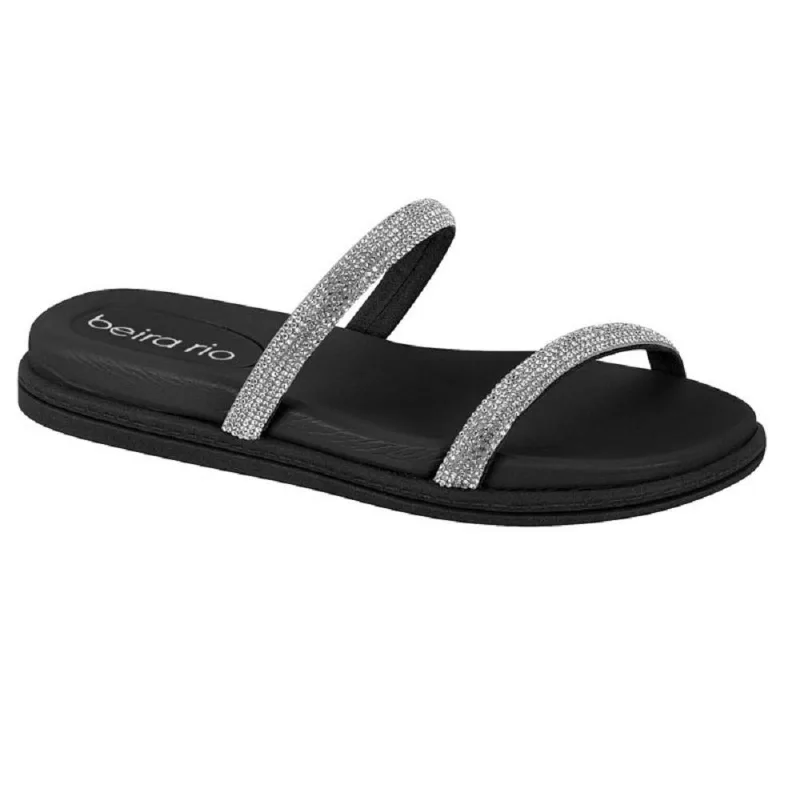 Sandalia Beira Rio Tira Pronta Camurca Ref 8488.105.7551.32534 Preto/prata 037