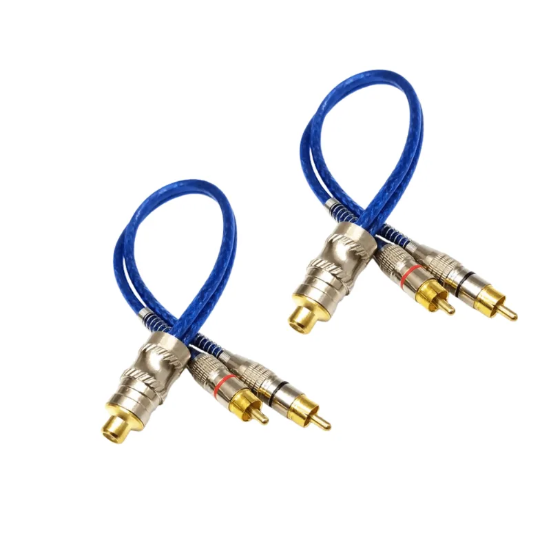 Kit 2 Cabos Y Prime Plug De Metal 5mm Azul 2m 1f Svart