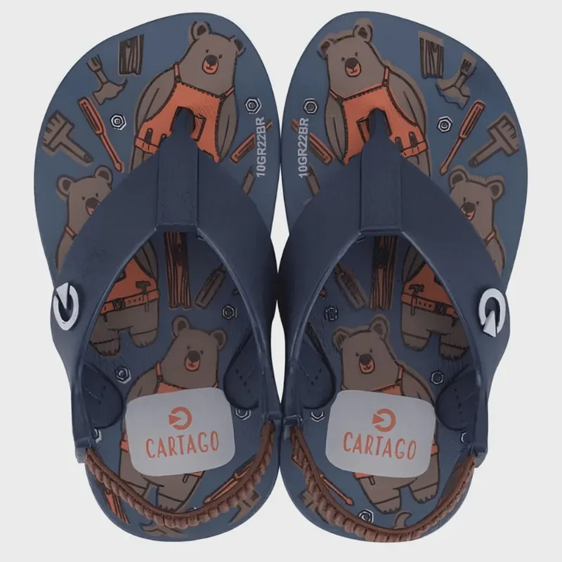 Chinelo Infantil Cartago Dedo Austin Baby Azul/Marrom