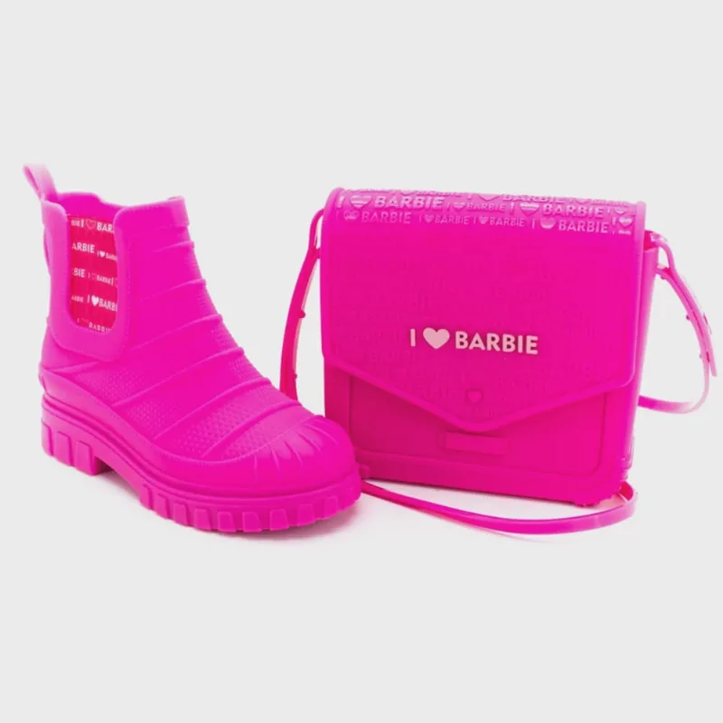Bota Galocha Grendene Barbie Love Bag Infantil Rosa Escuro