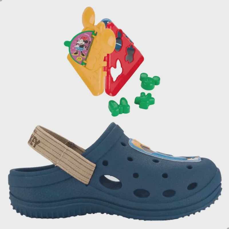 Babuche Grendene Disney Brincar E Aprender Azul Bege Mickey