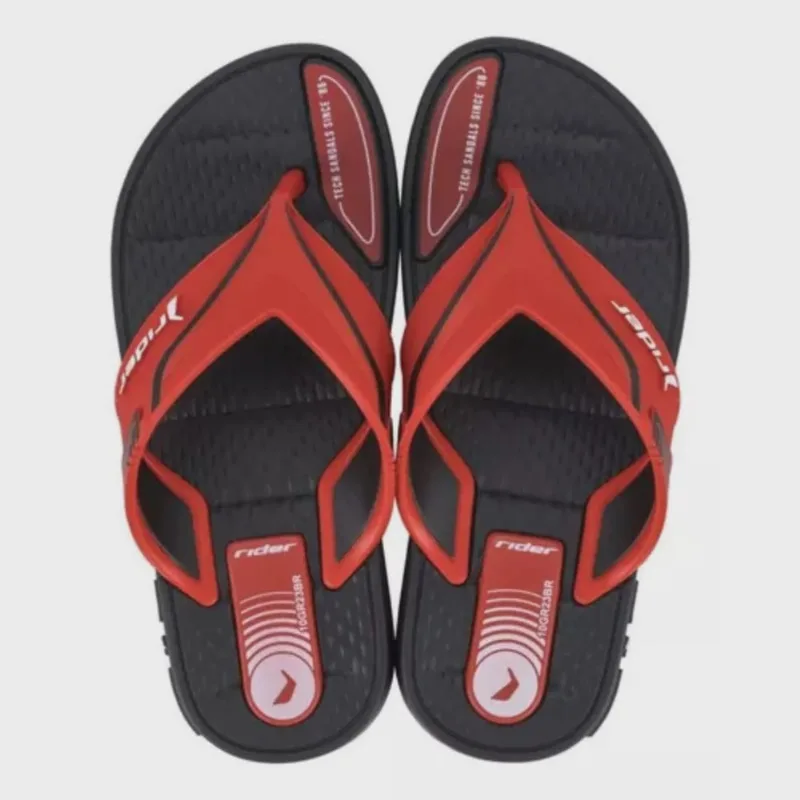 Chinelo Rider Sprint De Dedo Infantil Menino Preto Vermelho