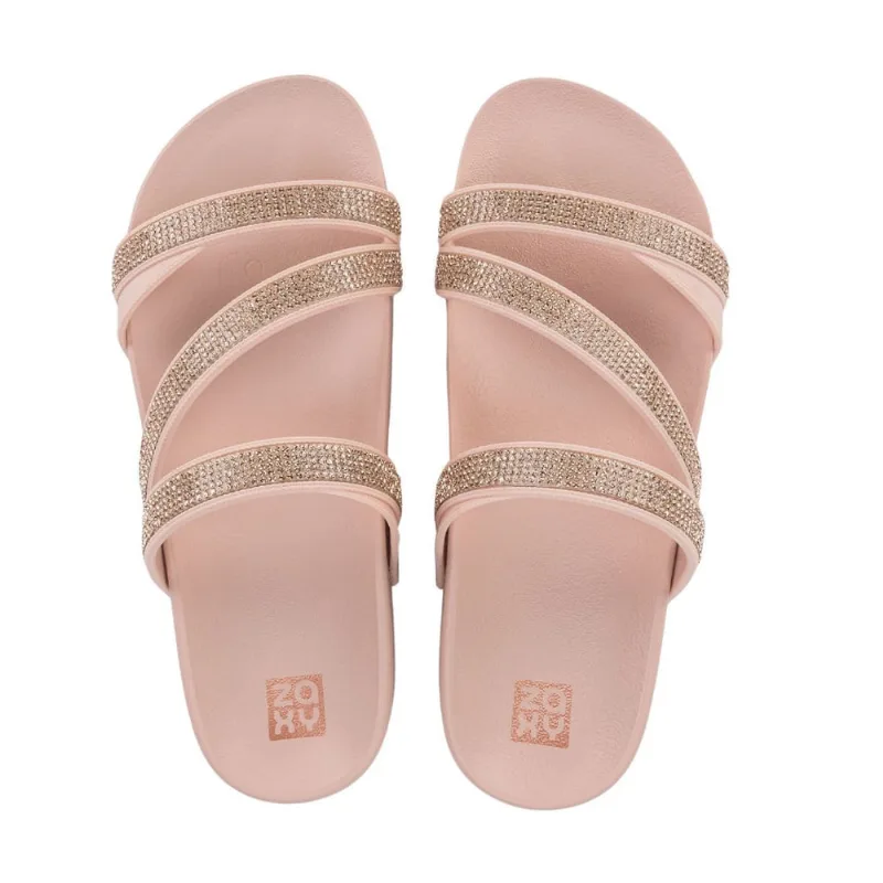 Tamanco Papete Chinelo Tiras Strass Brilho Zaxy Glow 19017