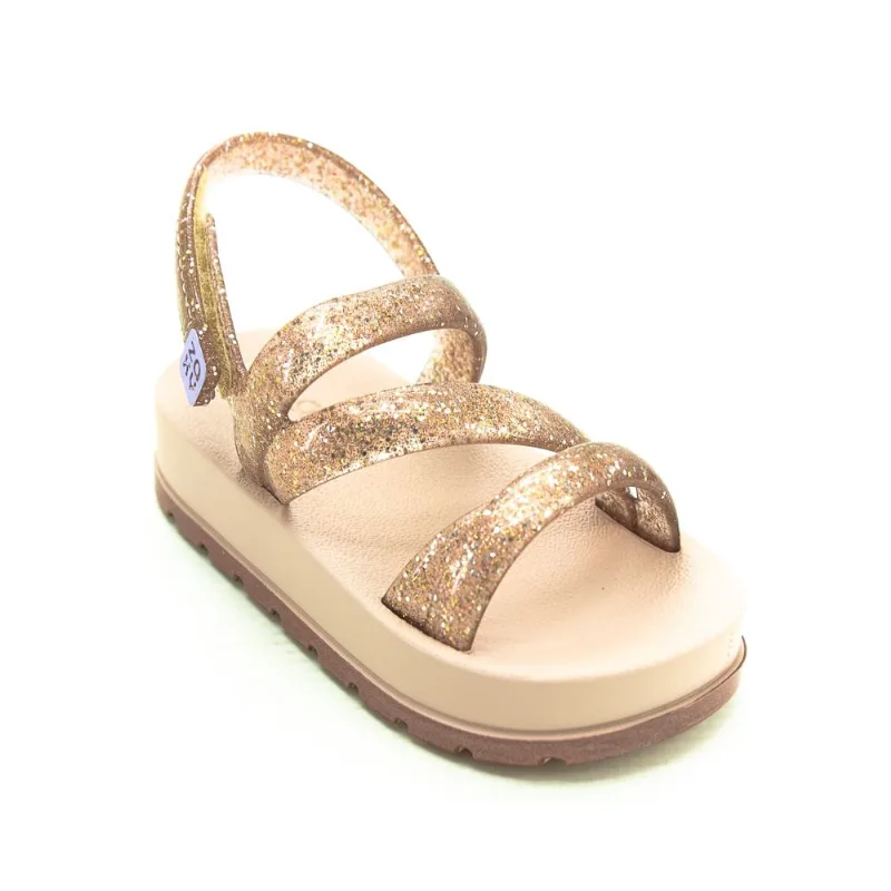 Sandália Infantil Menina Zaxynina Glitter S - Nude