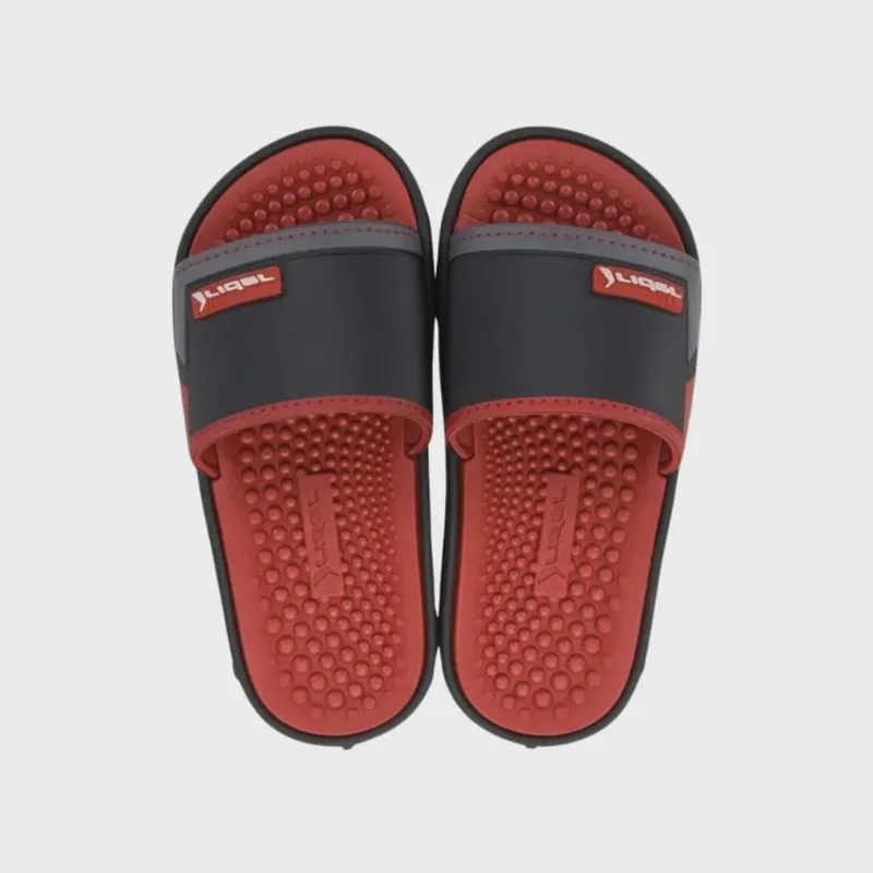 Chinelo Rider Pump ii Slide Casual Infantil Meninos Preto Vermelho Grafite