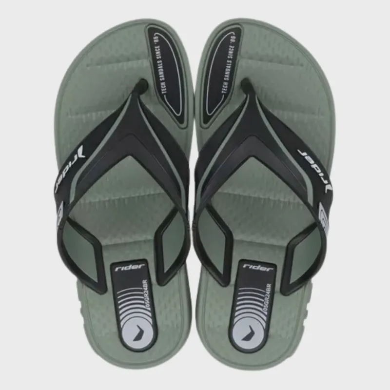 Chinelo Rider Sprint Casual De Dedo Infantil Menino Verde Preto