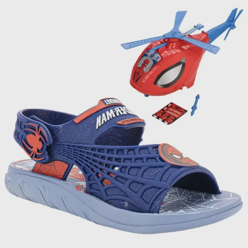 Sandália Papete Grendene Homem Aranha Sky Operation Infantil Azul Escuro Vermelho