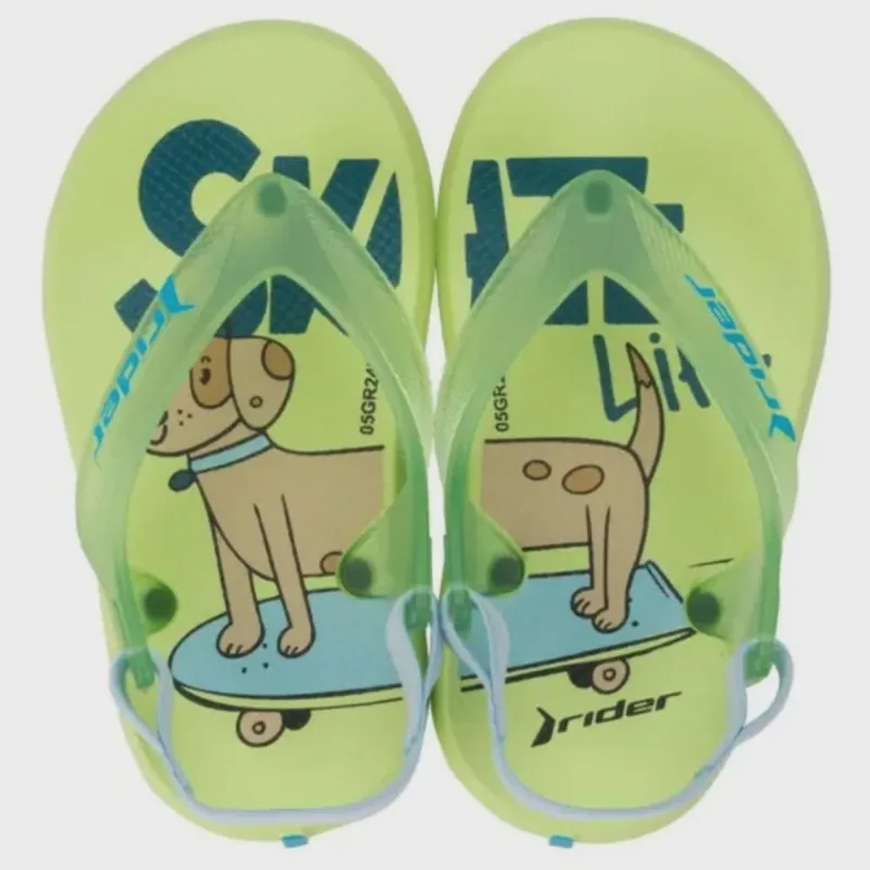 Chinelo Rider Baby R1 De Dedo Infantil Menino Verde Azul