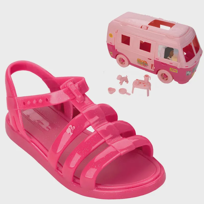Sandália Infantil Juvenil Grendene Kids Barbie Road Trip Confortável Rosa