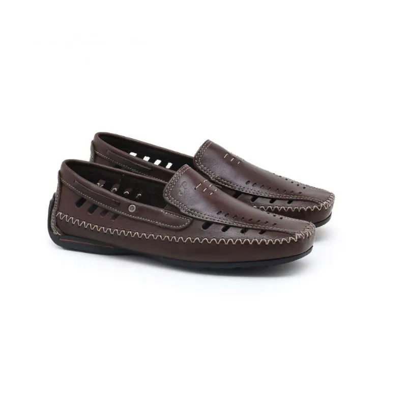 Mocassim Em Couro Perfurado Pegada 140774 Masculino