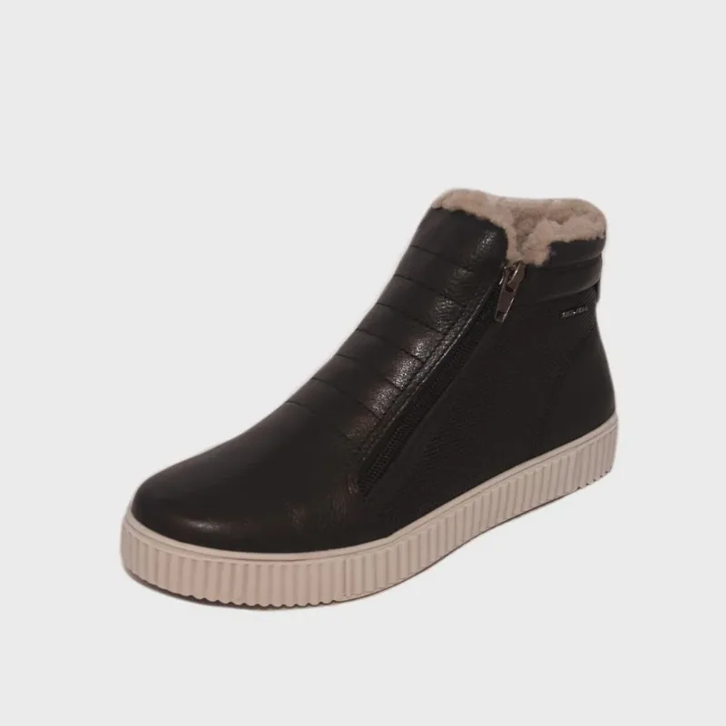 Tênis Feminino Pegada Abotinado ref: 219097 couro-com pelo