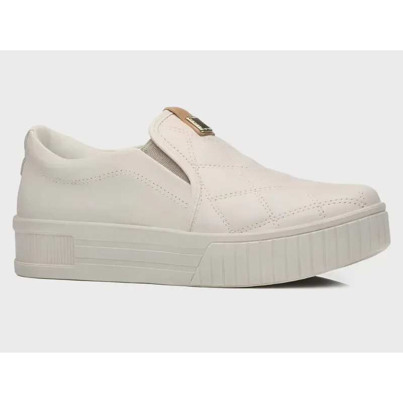 Tênis Feminino Pegada Slip-On Bege Off White Flatform Conforto