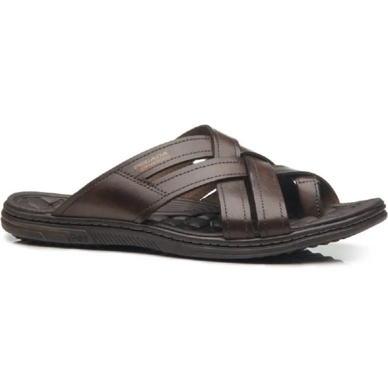 Chinelo Pegada Em Couro Ref 133305-02 Marrom Escuro 041