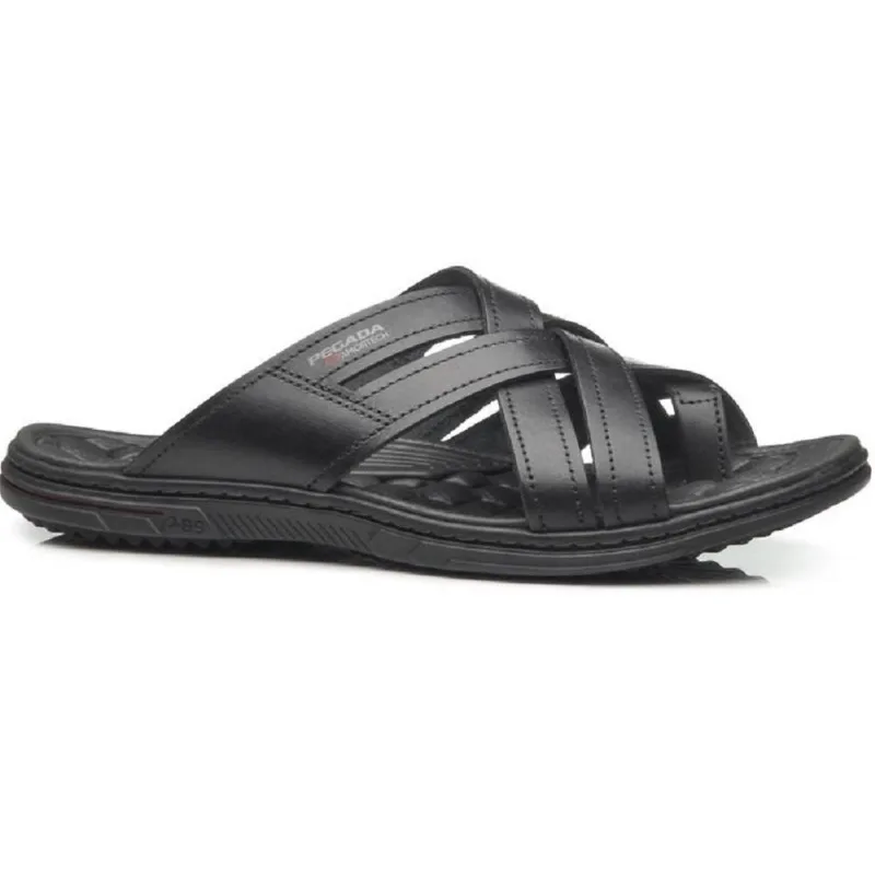 Chinelo Pegada Em Couro Ref 133305-03 Preto 044