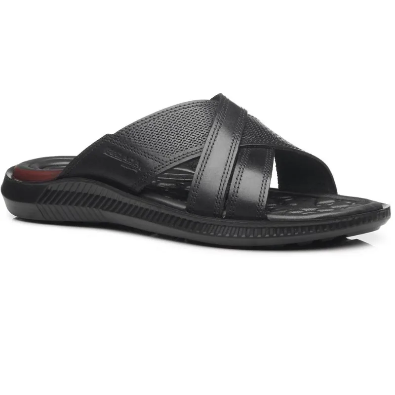 Chinelo Pegada Em Couro Ref 133158-03 Preto 041
