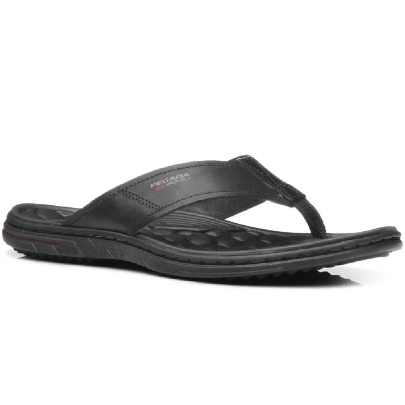 Chinelo Pegada Em Couro Ref 533301-03 Preto 045
