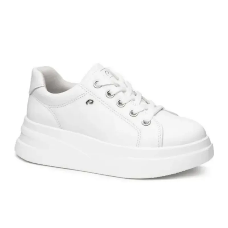 Tênis Feminino Pegada em Couro Plataforma Levitech - Branco - pegada