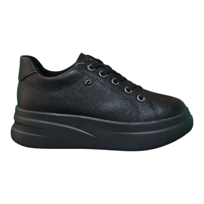 Tênis Feminino Pegada em Couro Plataforma Levitech - Preto