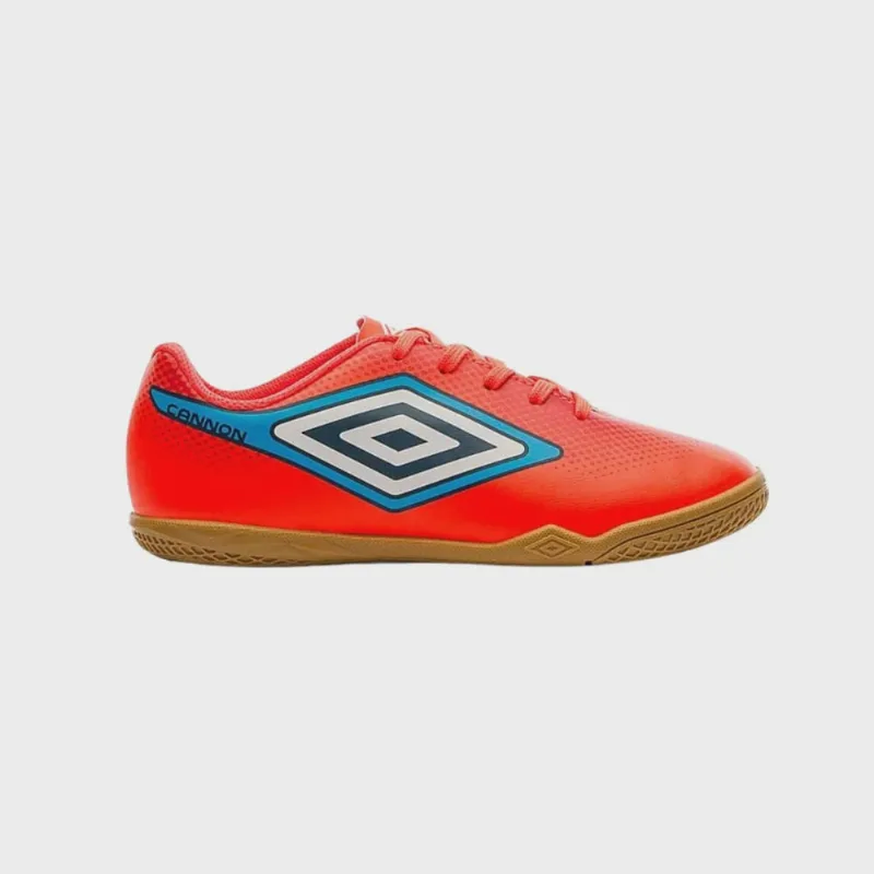 Chuteira Umbro Cannon Jr Infantil Laranja Azul