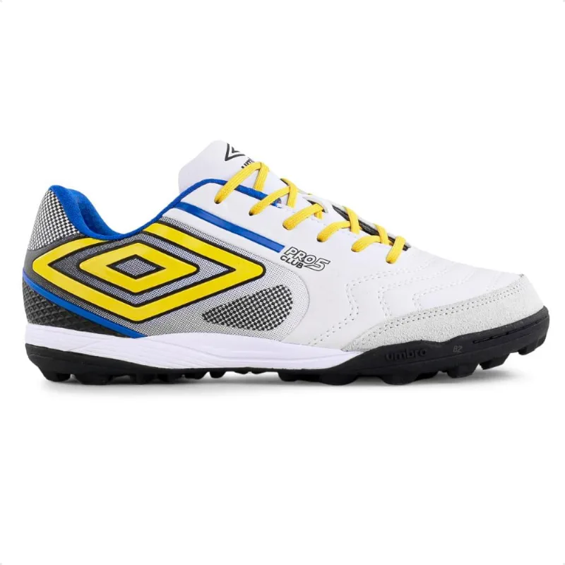 Chuteira Society Umbro Pro 5 Bump Masculina 44. / Branco / Amarelo