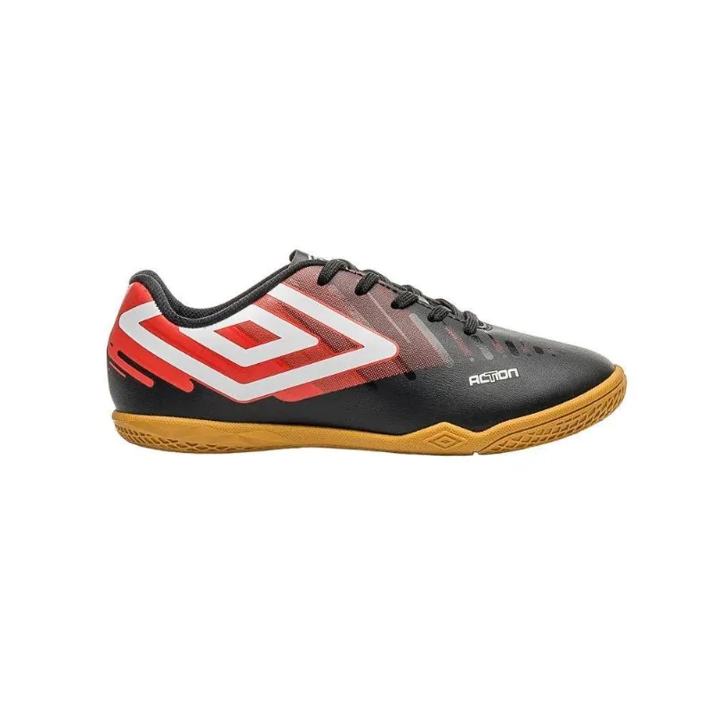 Chuteira Umbro Futsal Action Jr Preto/vermelho/branco 024