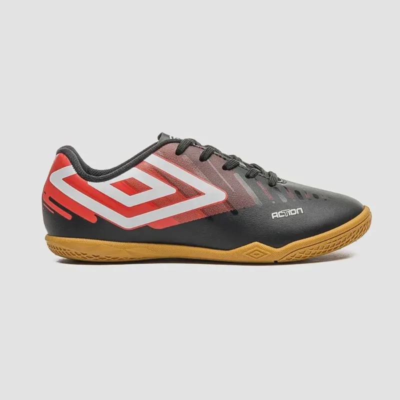 Chuteira Infanto-juvenil Action Jr. Preto Vermelho Umbro U07FB00285-142