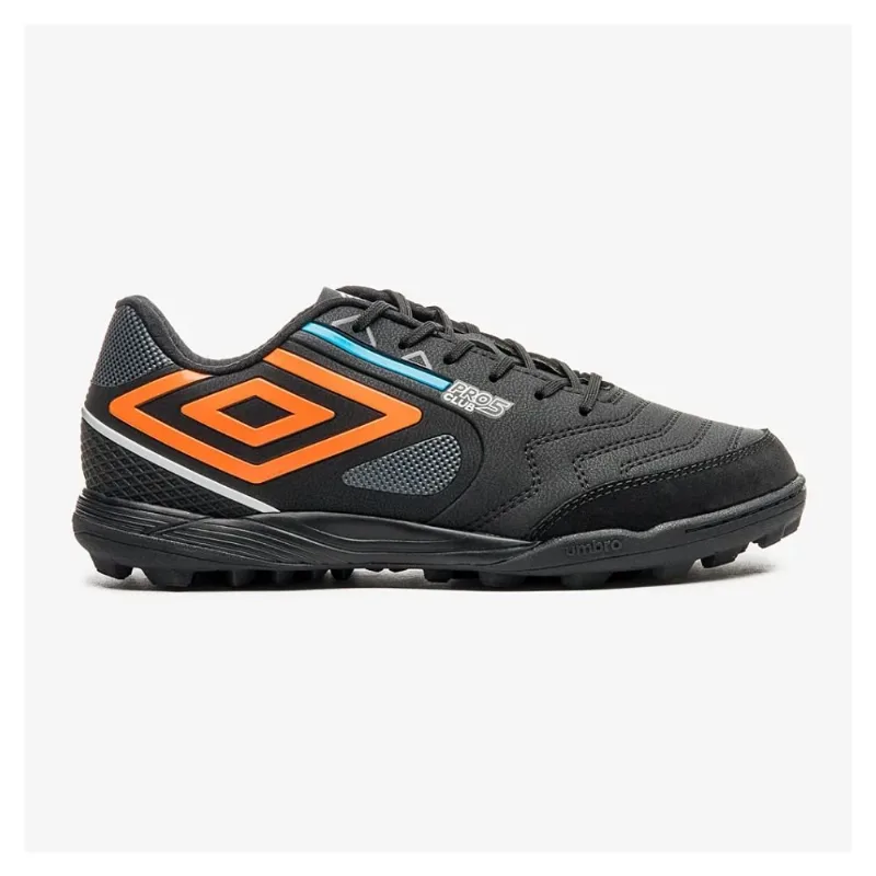 Chuteira Society N°41 Umbro Pro 5 Bump Club Preto E Laranja (MP)