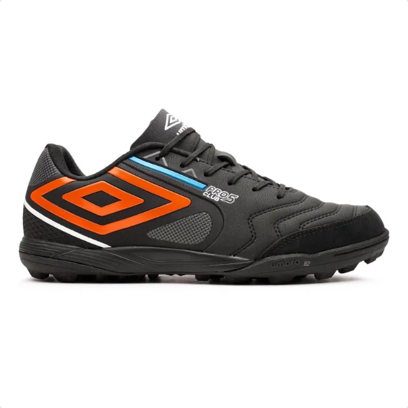 Chuteira Society Umbro Pro 5 Bump Masculina 44. / Preto / Laranja