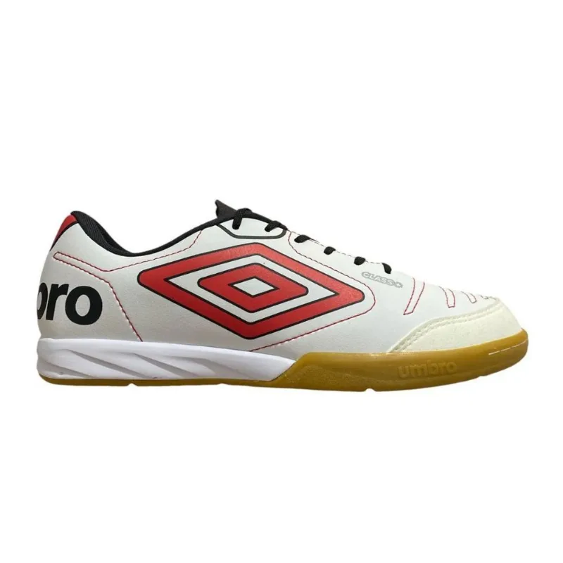 Chuteira Futsal N°42 Umbro Class+ Branco Vermelho Preto (MP)