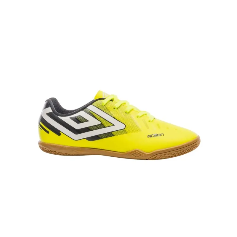 Chuteira Umbro Futsal Action Jr Limao/preto/branco 035