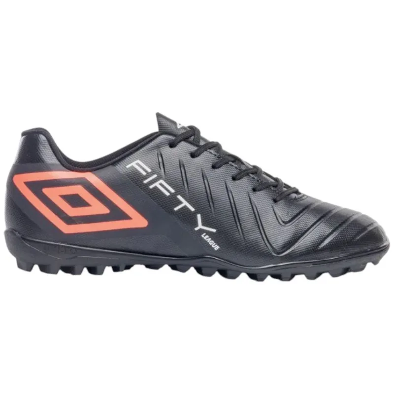 Chuteira Society N° 42 Umbro Fifty VI League Preto Coral Branco (MP)