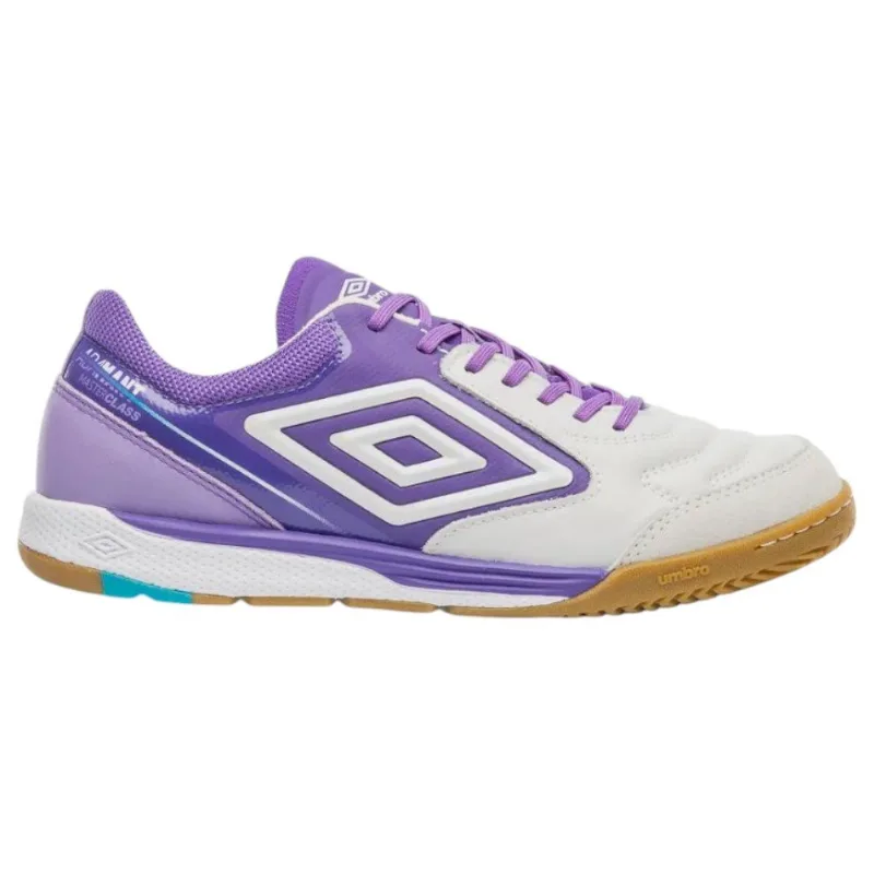 Chuteira Futsal N° 38 Umbro Adamant Master Class Pro Bump Branco E Roxo (MP)