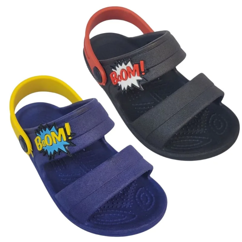 Kit 2 Pares Sandália Papete Chinelo Masculino Infantil Babuche Boom Menino Estiloso Verão