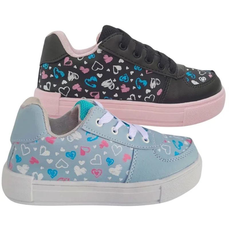 Kit 2 Pares Tênis Infantil Feminino Sapato Menina Sapatênis Inverno Estilosa Aniversário Macio Leve Escolar Blogueirinha