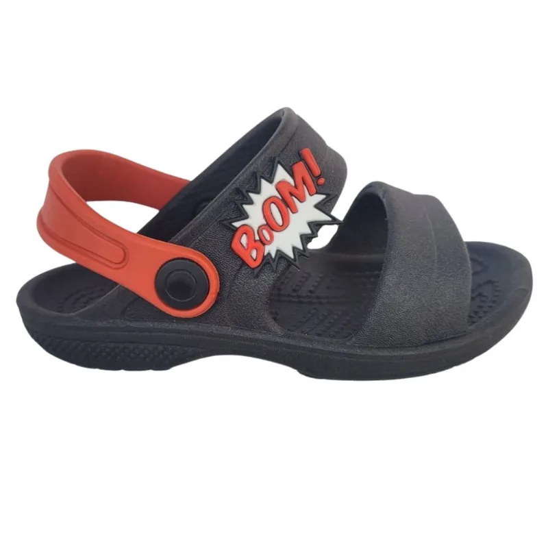 Sandália Papete Masculino Chinelo Preto Infantil Babuche Boom Verão Menino Estiloso Escolar Leve