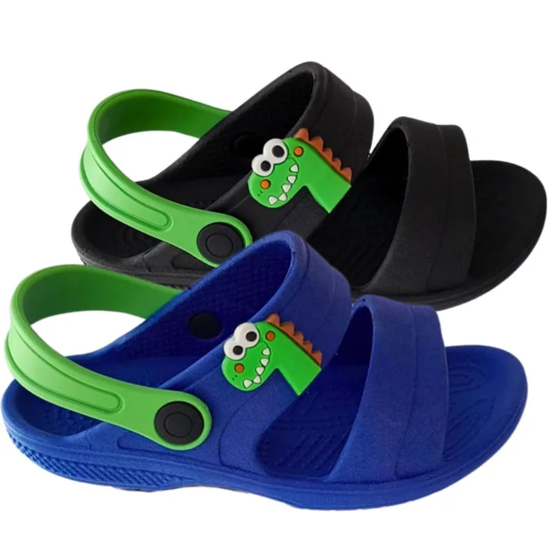Kit 2 Pares Papete Infantil Sandália Masculina Papete Chinelo Dinossauro Babuche Verão Menino Estiloso Dino Escolar